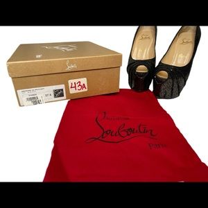 Christian Louboutin Black Glitter Fabric Drapesse